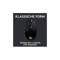 Logitech Gaming Mouse G203 LIGHTSYNC - Optisk, Kabling, Sort - Præcision & Komfort til Gamere!